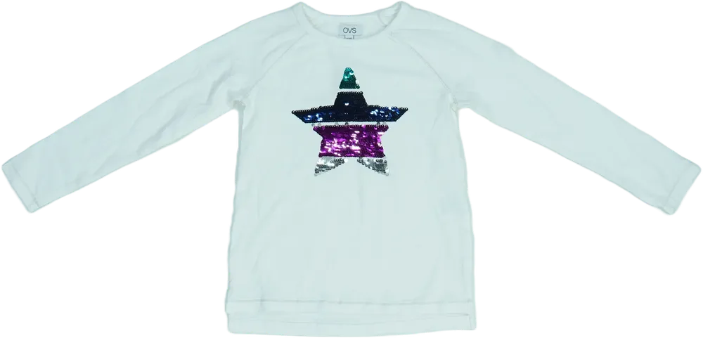 Fehér OVS Hosszú ujjú felső EU 122 / UK 7 év / US 7 év/M