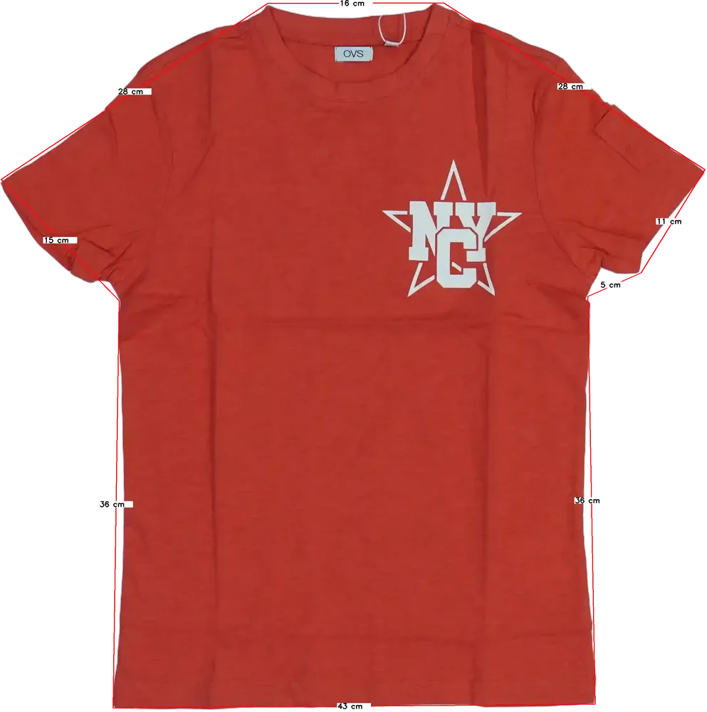 Piros OVS Póló EU 152 / UK 12 év / US 12 év/L