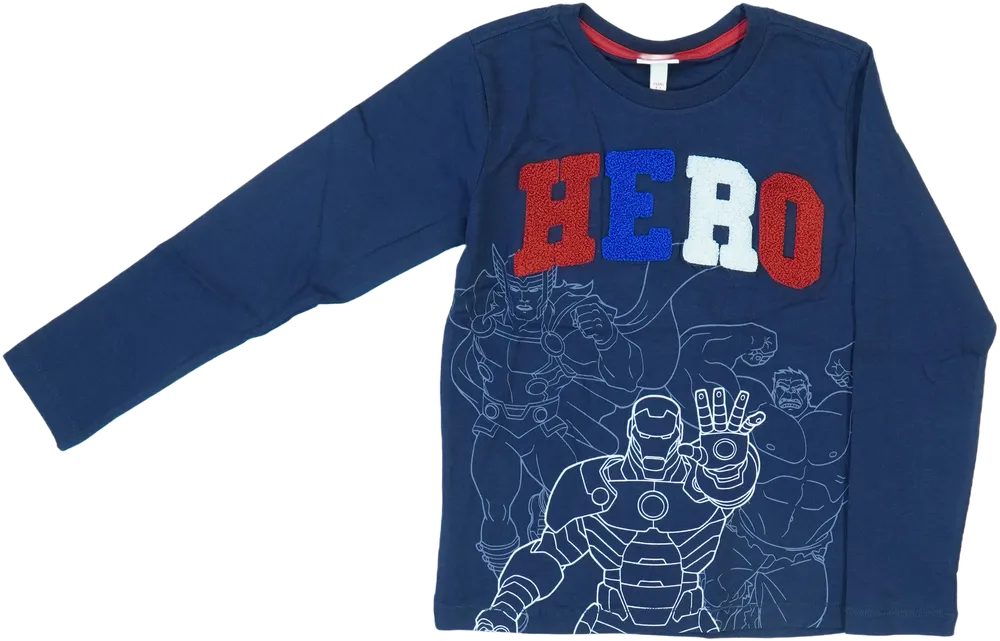 Kék Marvel Hosszú ujjú felső EU 122 / UK 7 év / US 7 év/M