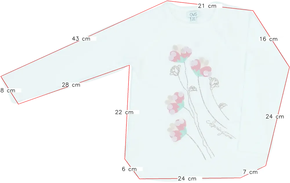 Fehér OVS Hosszú ujjú felső EU 104 / UK 4 év / US 4T/XS