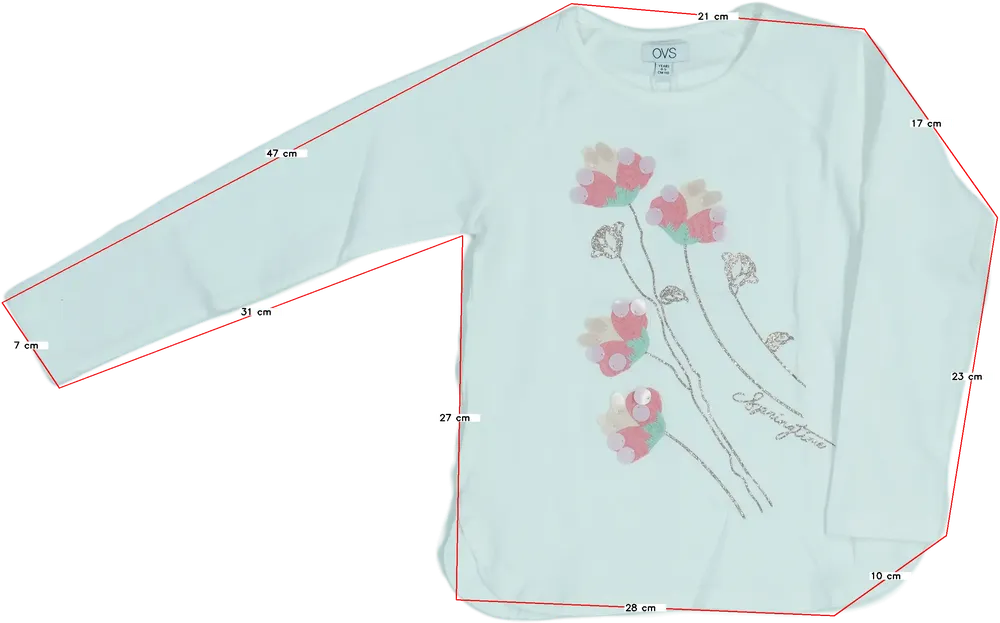 Fehér OVS Hosszú ujjú felső EU 110 / UK 5 év / US 5 év/XS