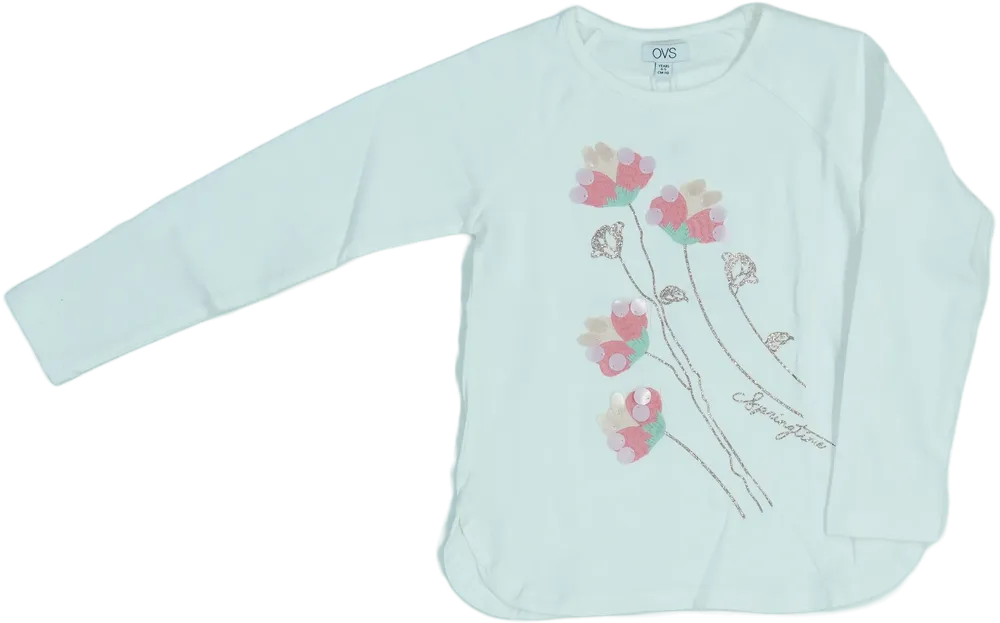 Fehér OVS Hosszú ujjú felső EU 110 / UK 5 év / US 5 év/XS