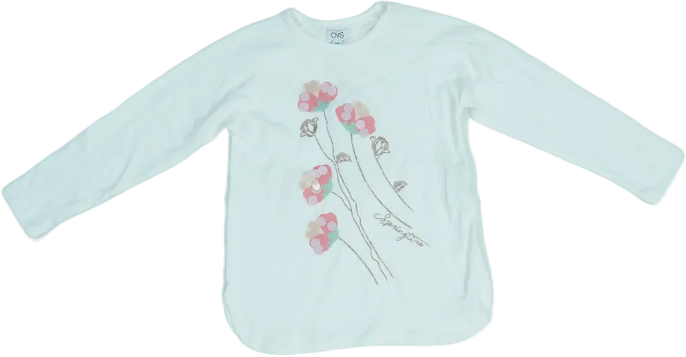 Fehér OVS Hosszú ujjú felső EU 116 / UK 6 év / US 6 év/S