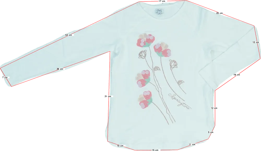 Fehér OVS Hosszú ujjú felső EU 134 / UK 9 év / US 9 év/L