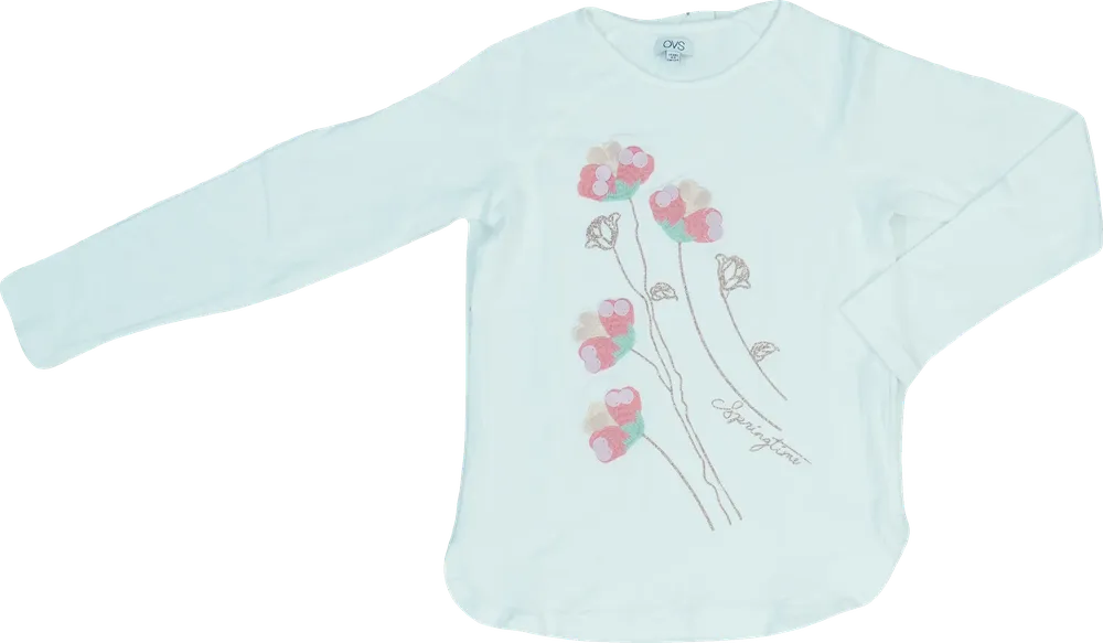 Fehér OVS Hosszú ujjú felső EU 134 / UK 9 év / US 9 év/L