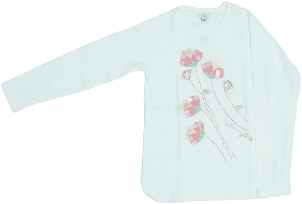 Fehér OVS Hosszú ujjú felső EU 140 / UK 10 év / US 10 év/L