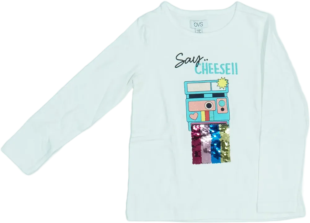 Fehér OVS Hosszú ujjú felső EU 104 / UK 4 év / US 4T/XS