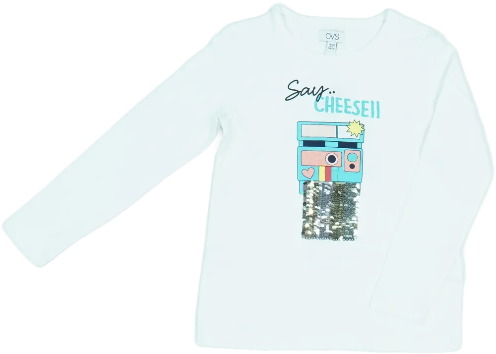 Fehér OVS Hosszú ujjú felső EU 110 / UK 5 év / US 5 év/XS