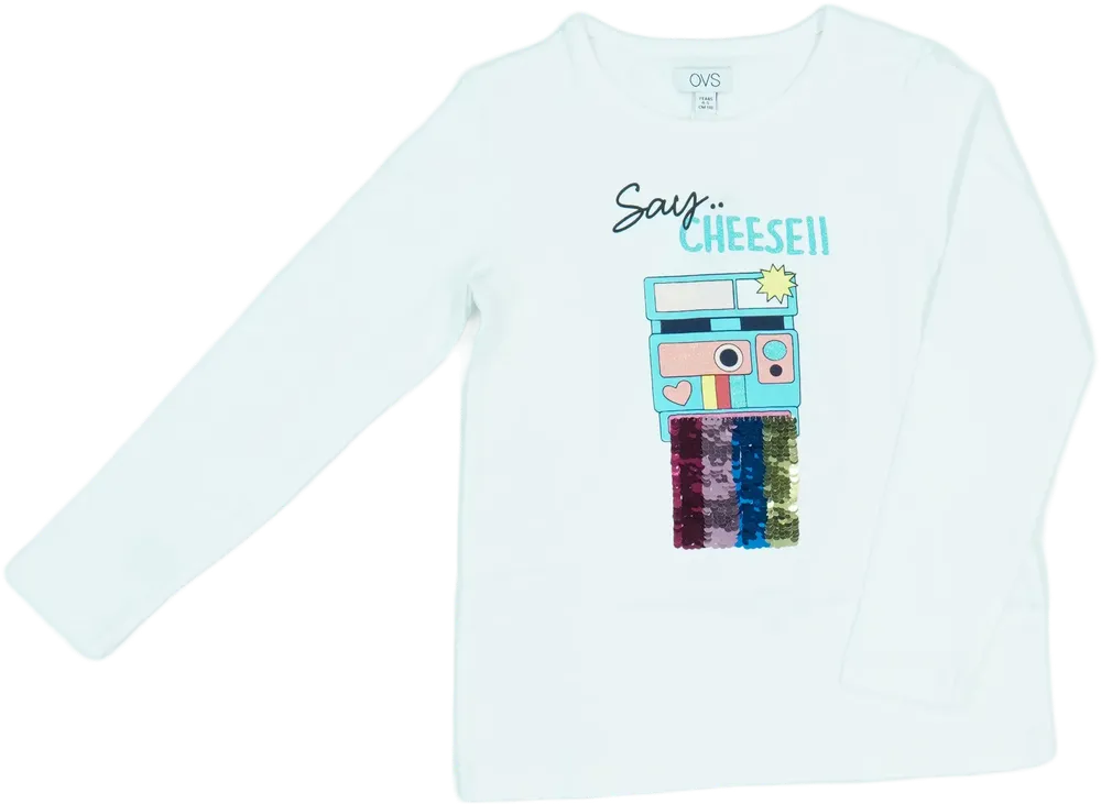 Fehér OVS Hosszú ujjú felső EU 110 / UK 5 év / US 5 év/XS