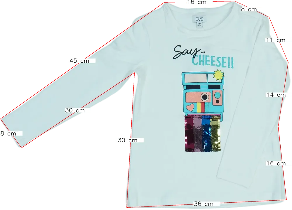 Fehér OVS Hosszú ujjú felső EU 116 / UK 6 év / US 6 év/S