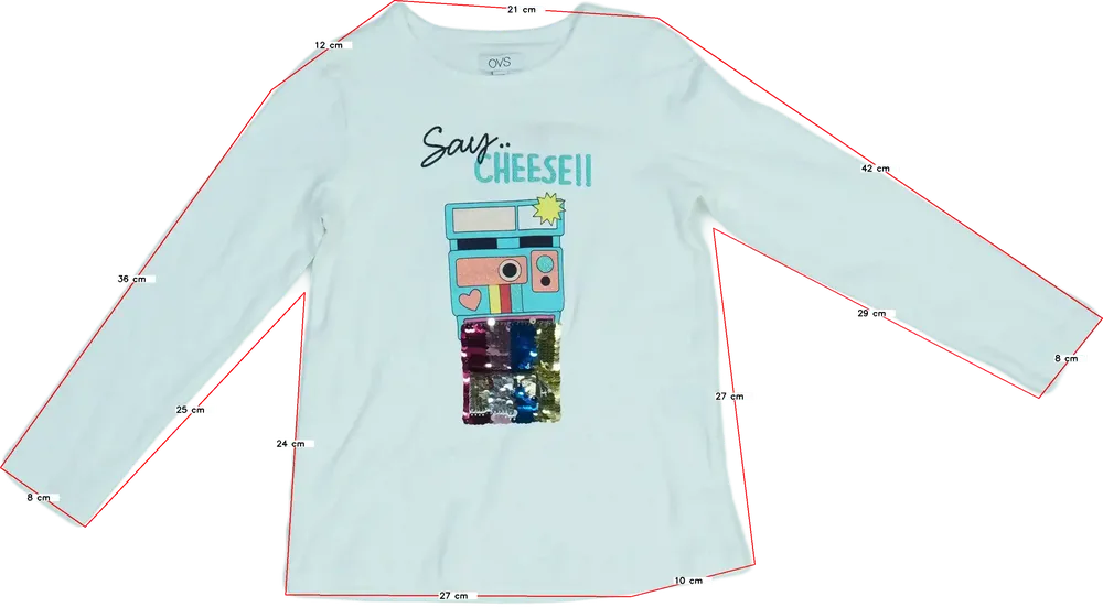 Fehér OVS Hosszú ujjú felső EU 122 / UK 7 év / US 7 év/M