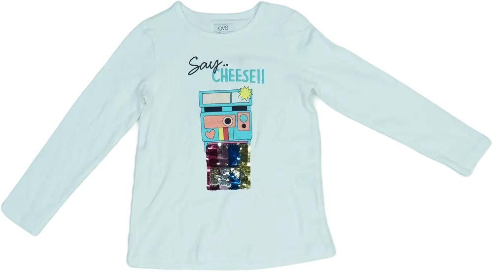 Fehér OVS Hosszú ujjú felső EU 122 / UK 7 év / US 7 év/M