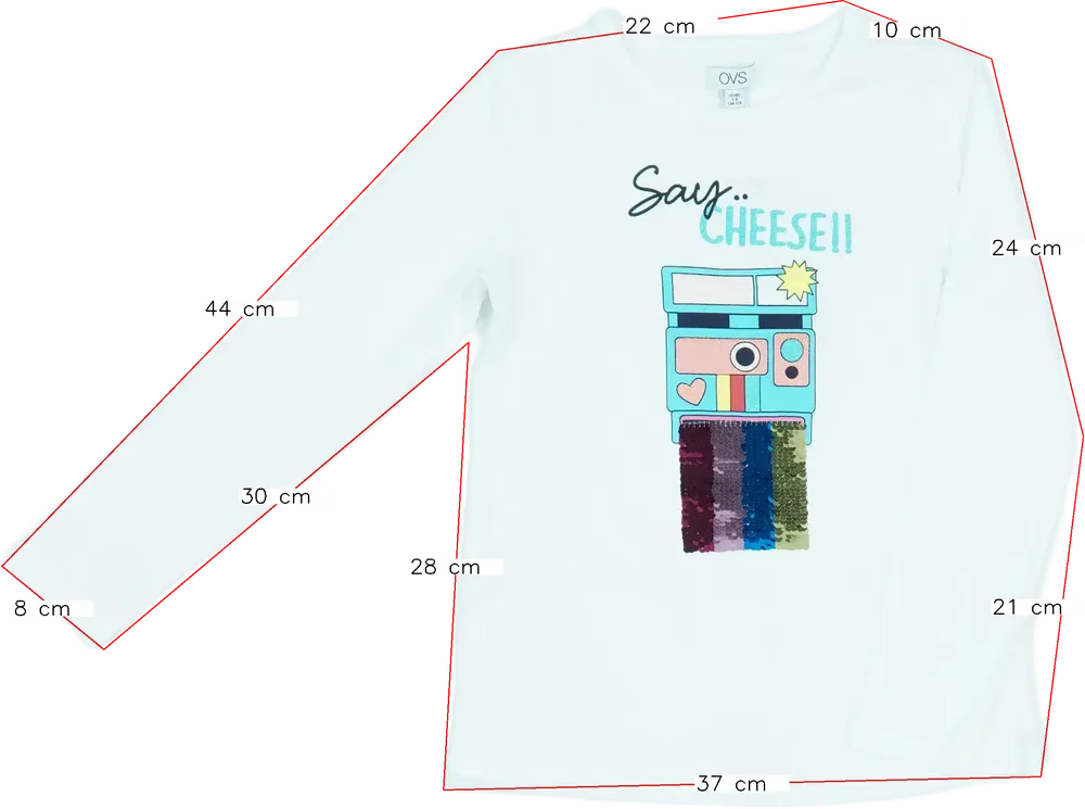 Fehér OVS Hosszú ujjú felső EU 128 / UK 8 év / US 8 év/M