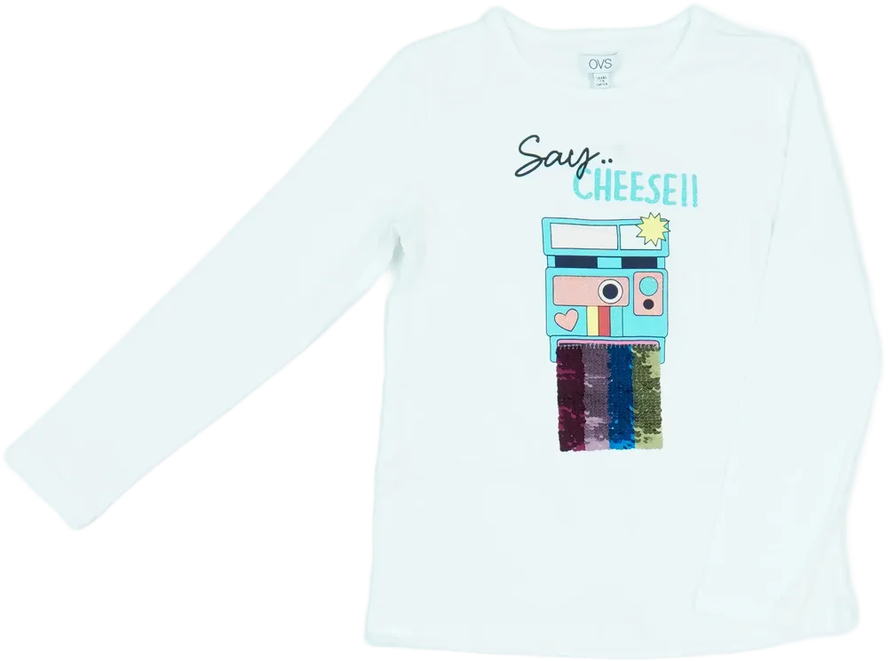 Fehér OVS Hosszú ujjú felső EU 128 / UK 8 év / US 8 év/M