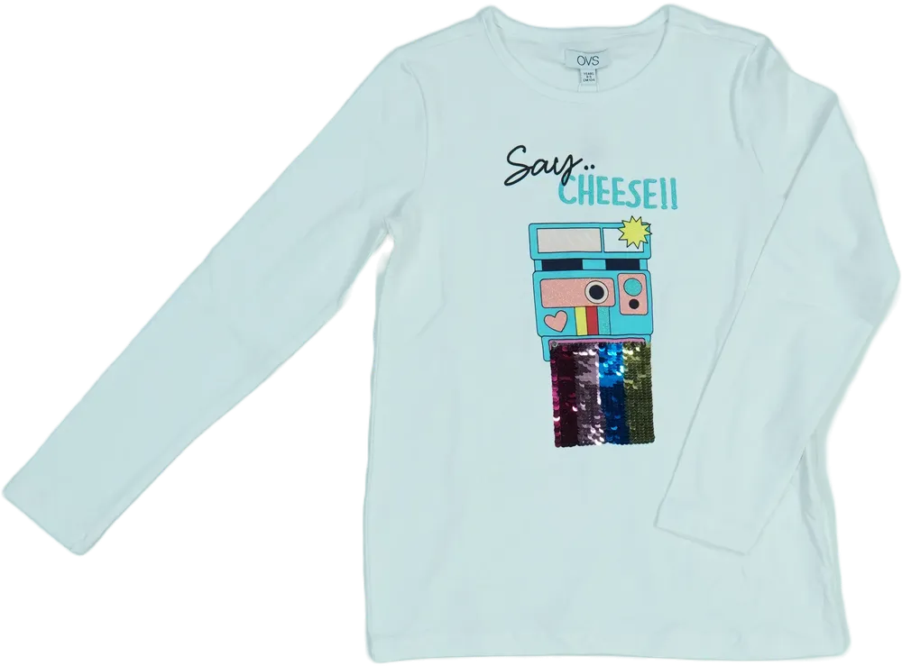 Fehér OVS Hosszú ujjú felső EU 134 / UK 9 év / US 9 év/L