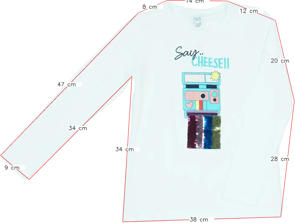 Fehér OVS Hosszú ujjú felső EU 140 / UK 10 év / US 10 év/L