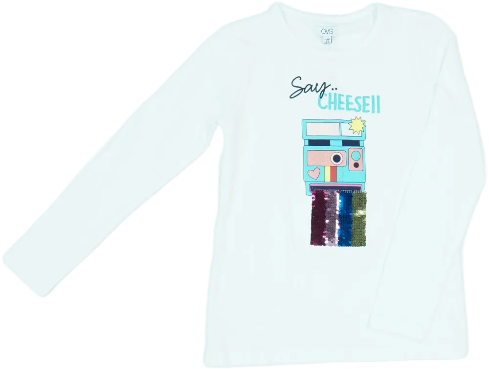 Fehér OVS Hosszú ujjú felső EU 140 / UK 10 év / US 10 év/L