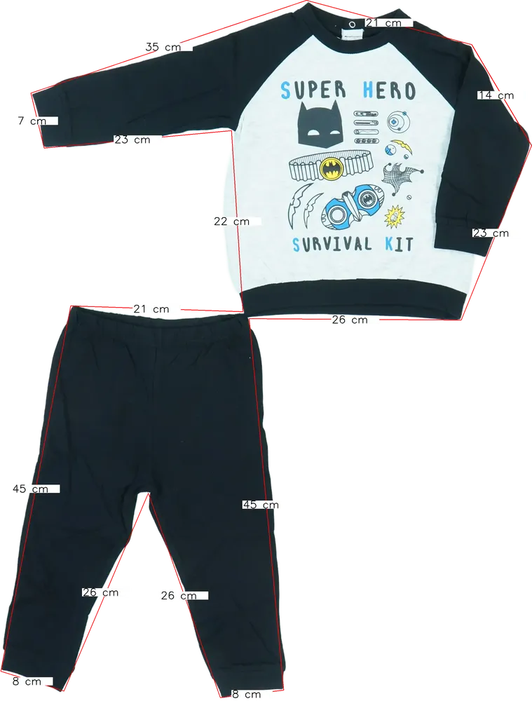 Grey Batman 2-piece set - Top &amp; Bottom EU 86 / UK 12-18 months / US 18 months