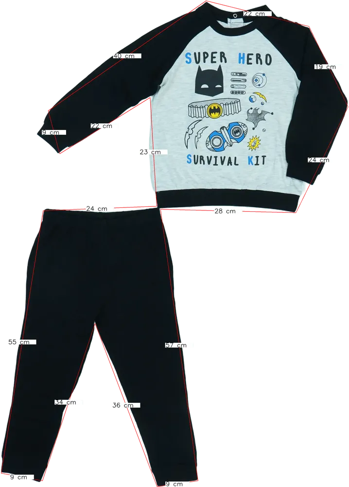 Grey Batman 2-piece set - Top &amp; Bottom EU 98 / UK 3 years / US 3T