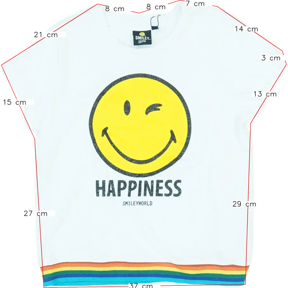 Fehér Smiley world Póló EU 146 / UK 11 év / US 12 év/L