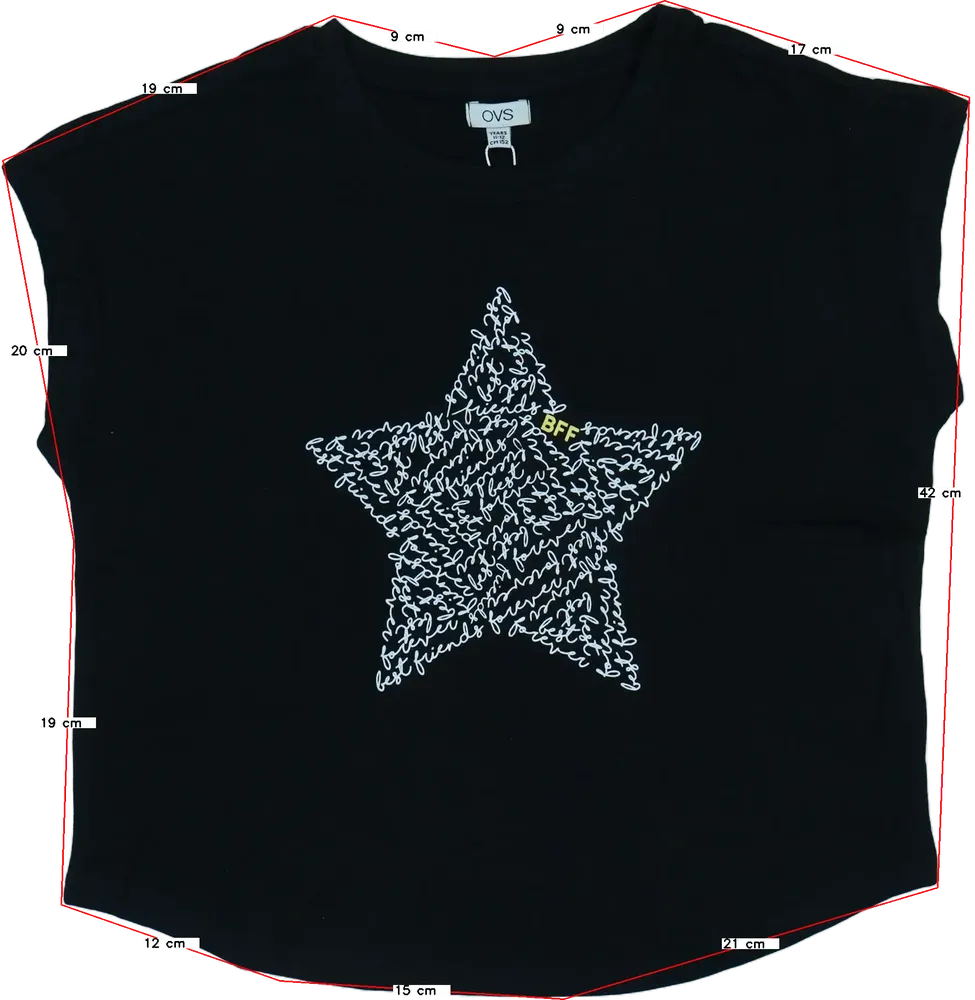 Fekete OVS Póló EU 152 / UK 12 év / US 12 év/L