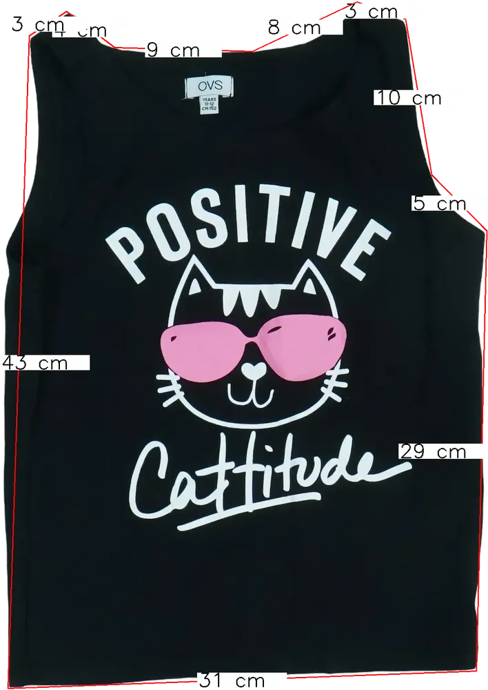 Fekete OVS Póló EU 152 / UK 12 év / US 12 év/L