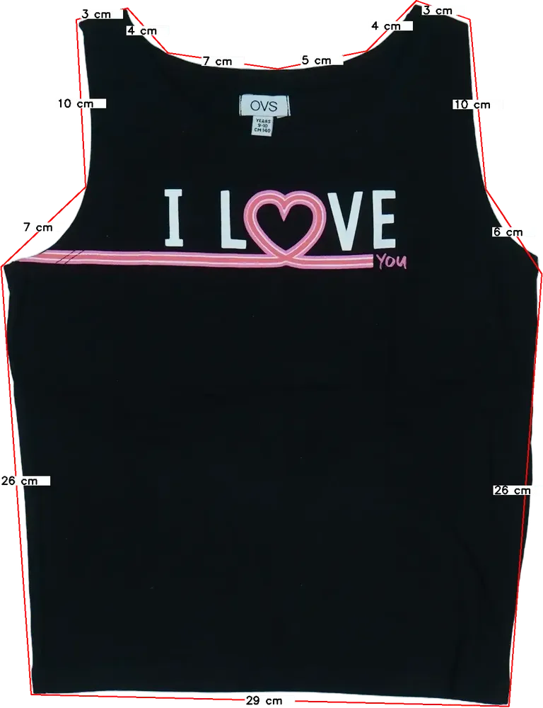 Fekete OVS Lányka / Női ujjatlan póló / top EU 140 / UK 10 év / US 10 év/L