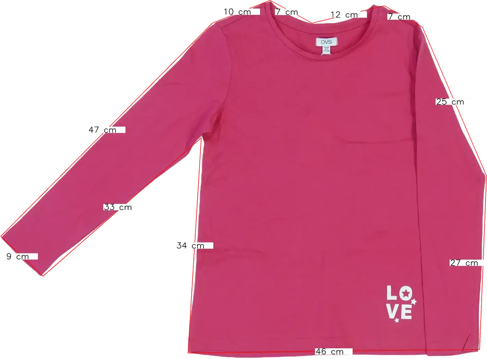 Rózsaszín OVS Hosszú ujjú felső EU 146 / UK 11 év / US 12 év/L