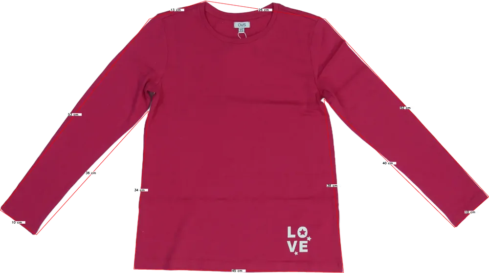 Rózsaszín OVS Hosszú ujjú felső EU 158 / UK 13 év / US 14 év/XL