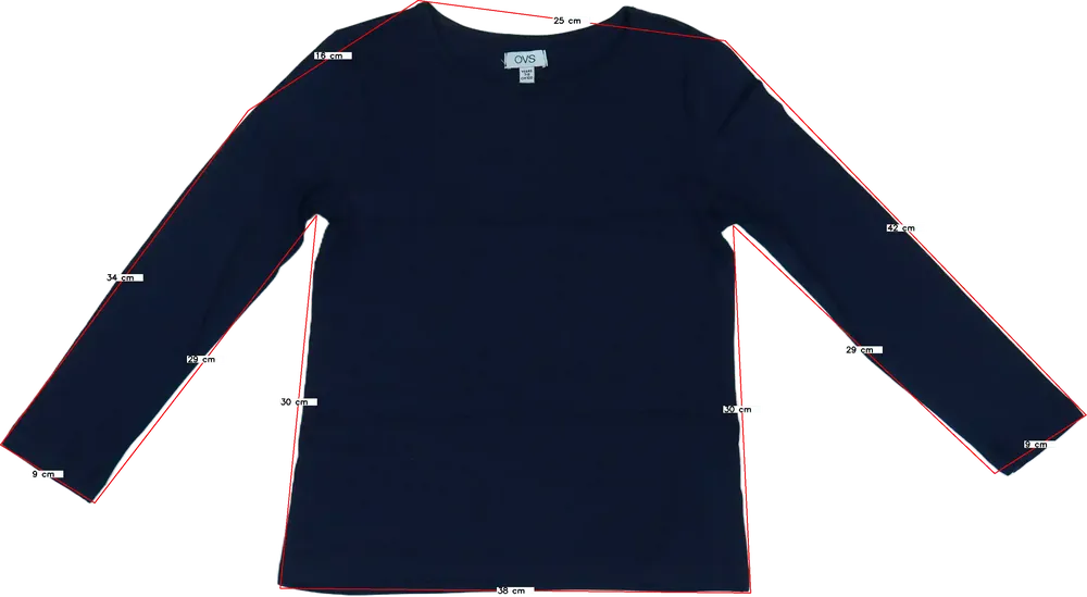 Kék OVS Hosszú ujjú felső EU 128 / UK 8 év / US 8 év/M