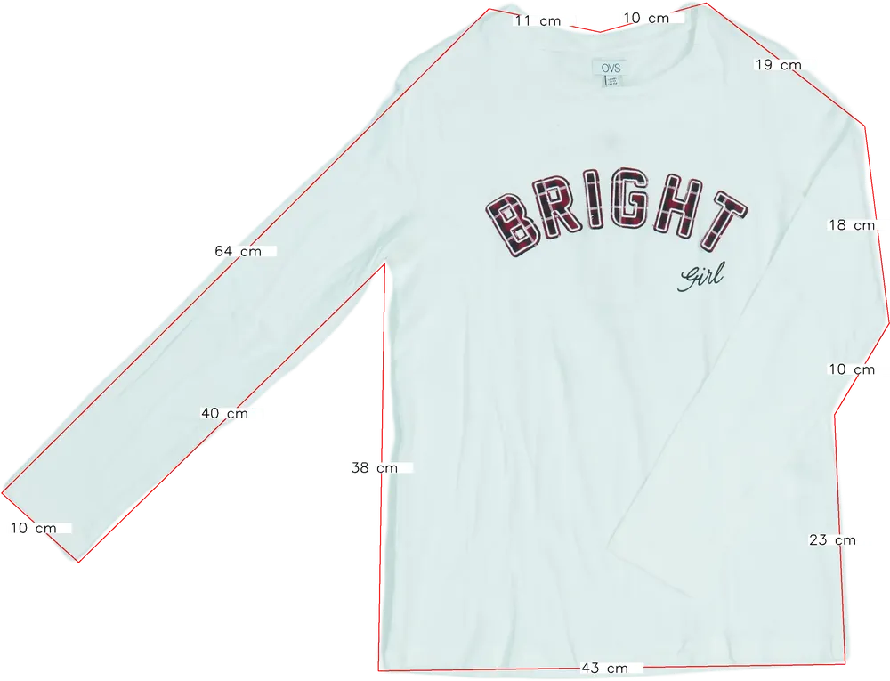 Fehér OVS Hosszú ujjú felső EU 158 / UK 13 év / US 14 év/XL