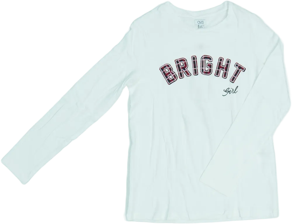 Fehér OVS Hosszú ujjú felső EU 158 / UK 13 év / US 14 év/XL