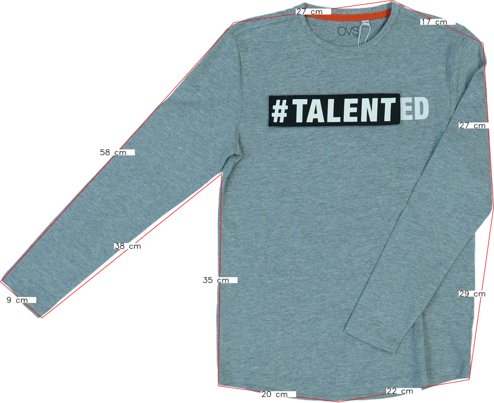 Szürke OVS Hosszú ujjú felső EU 158 / UK 13 év / US 14 év/XL