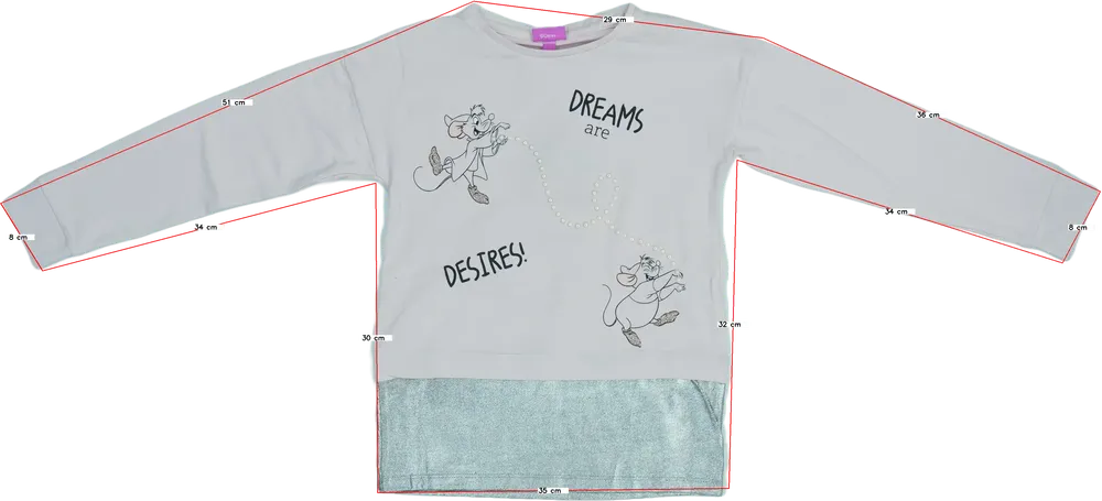 Rózsaszín Disney Hosszú ujjú felső EU 122 / UK 7 év / US 7 év/M