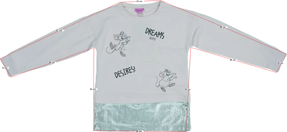 Rózsaszín Disney Hosszú ujjú felső EU 128 / UK 8 év / US 8 év/M