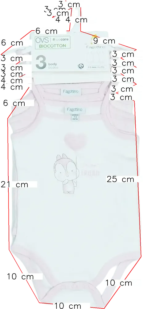 Rózsaszín OVS - Fagottino Csomag - Body EU 62 / UK 0-3 hónap / US 0-3 hónap