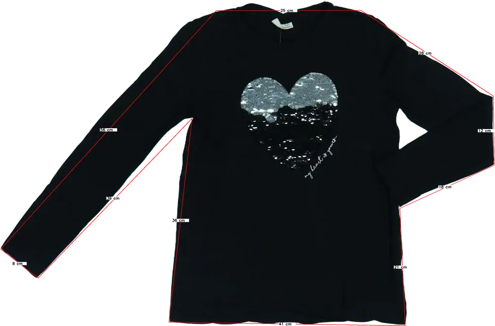 Fekete OVS Hosszú ujjú felső EU 158 / UK 13 év / US 14 év/XL