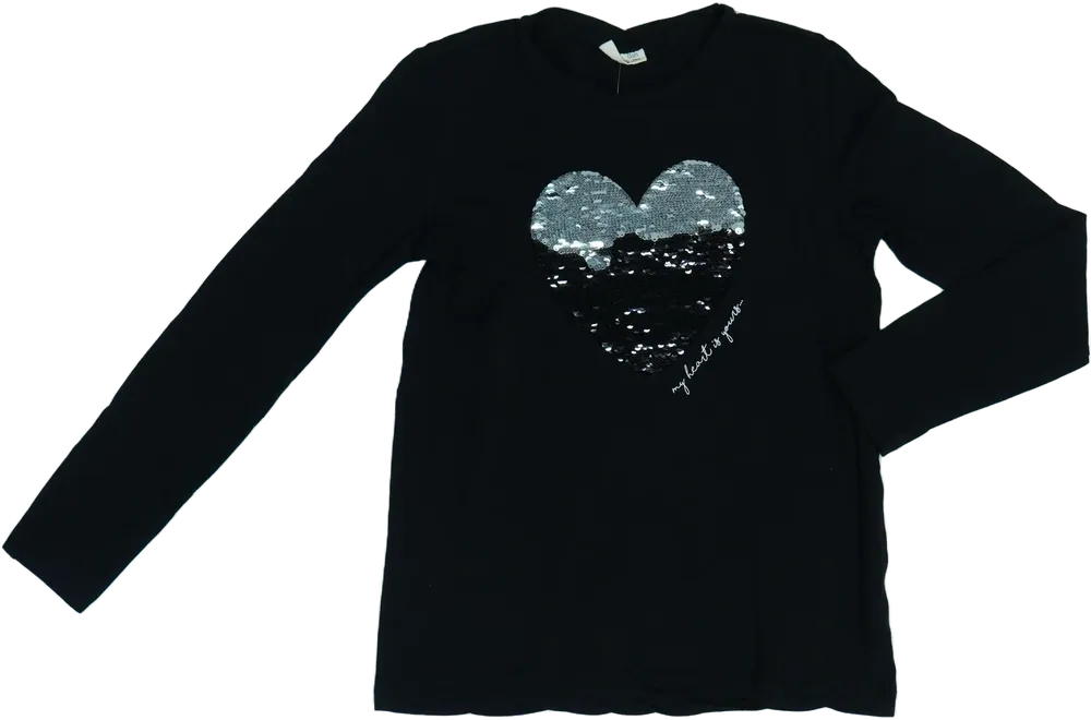 Fekete OVS Hosszú ujjú felső EU 158 / UK 13 év / US 14 év/XL