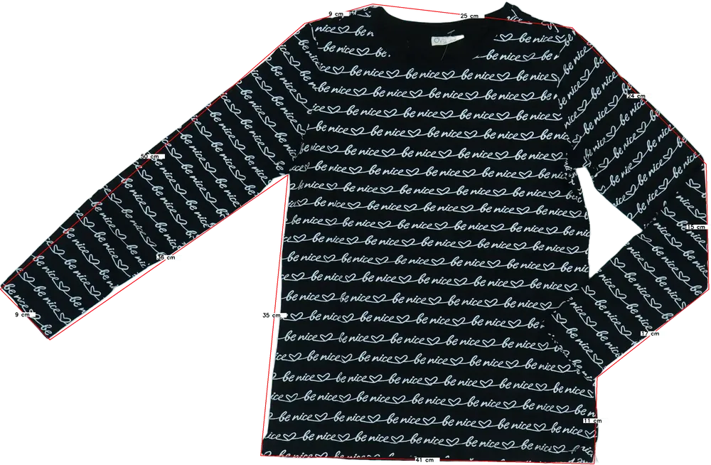 Fekete OVS Hosszú ujjú felső EU 158 / UK 13 év / US 14 év/XL