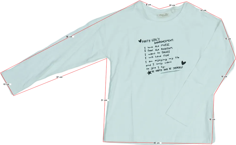 Fehér OVS Hosszú ujjú felső EU 146 / UK 11 év / US 12 év/L