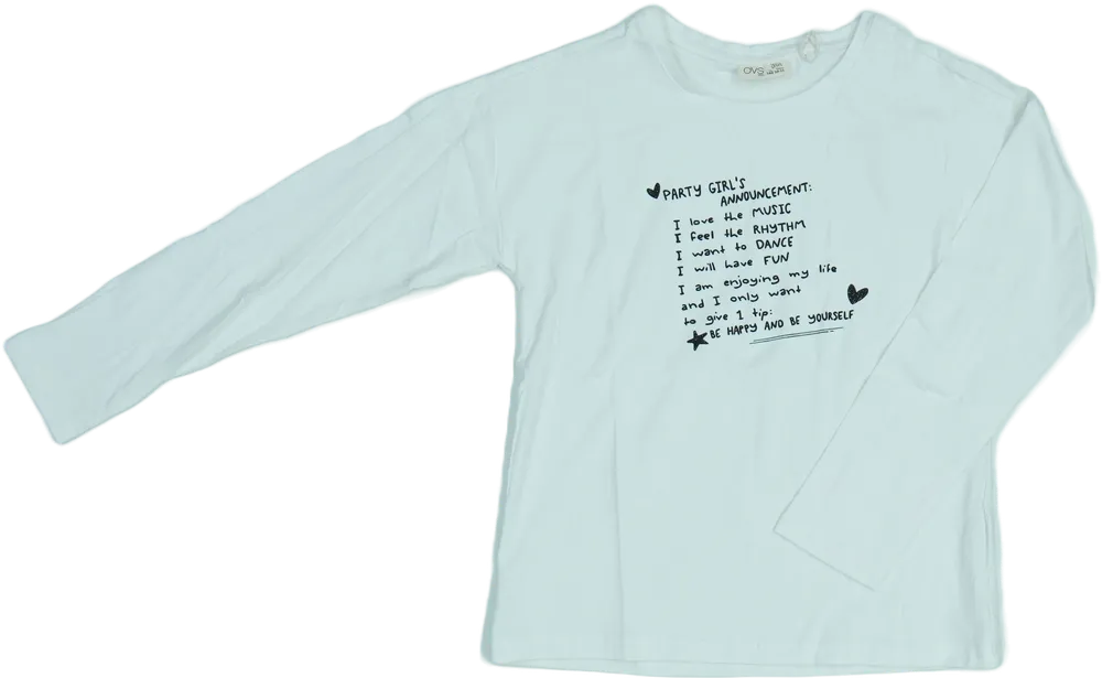 Fehér OVS Hosszú ujjú felső EU 146 / UK 11 év / US 12 év/L