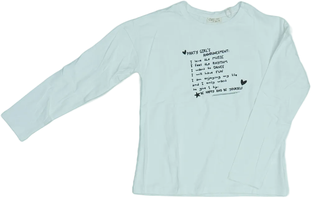 Fehér OVS Hosszú ujjú felső EU 152 / UK 12 év / US 12 év/L