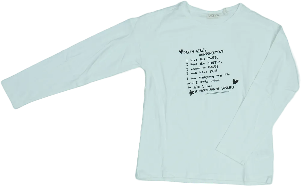 Fehér OVS Hosszú ujjú felső EU 158 / UK 13 év / US 14 év/XL