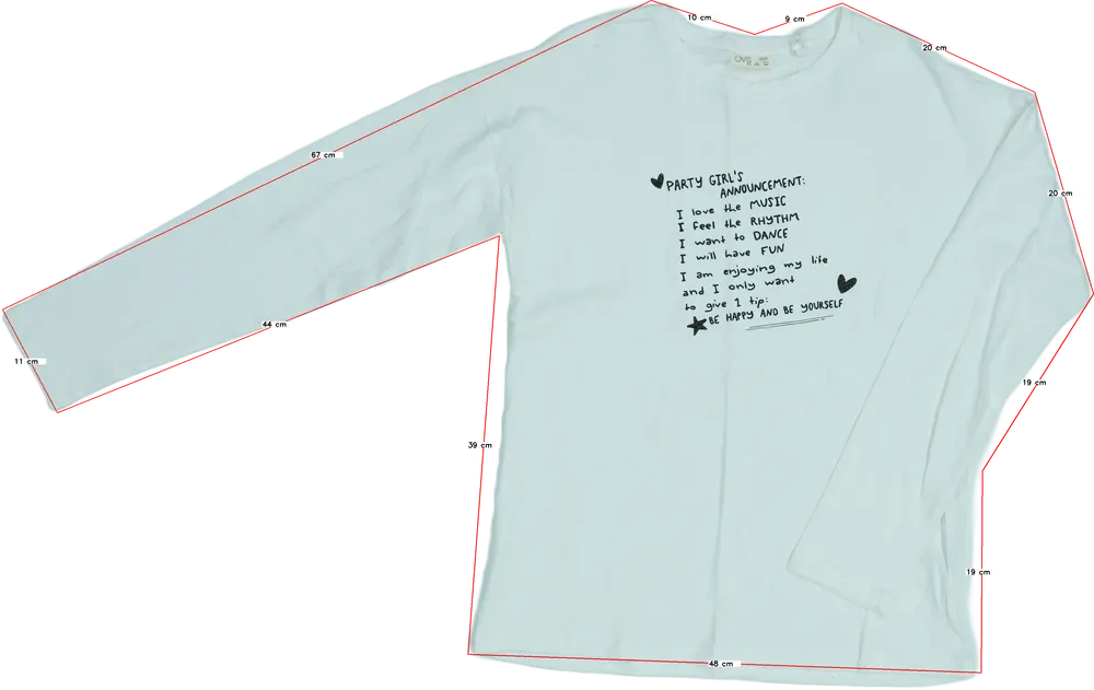 Fehér OVS Hosszú ujjú felső EU 170 / UK 15 év / US XL