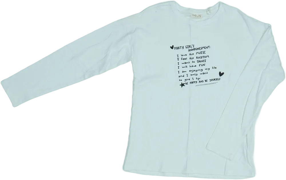 Fehér OVS Hosszú ujjú felső EU 170 / UK 15 év / US XL