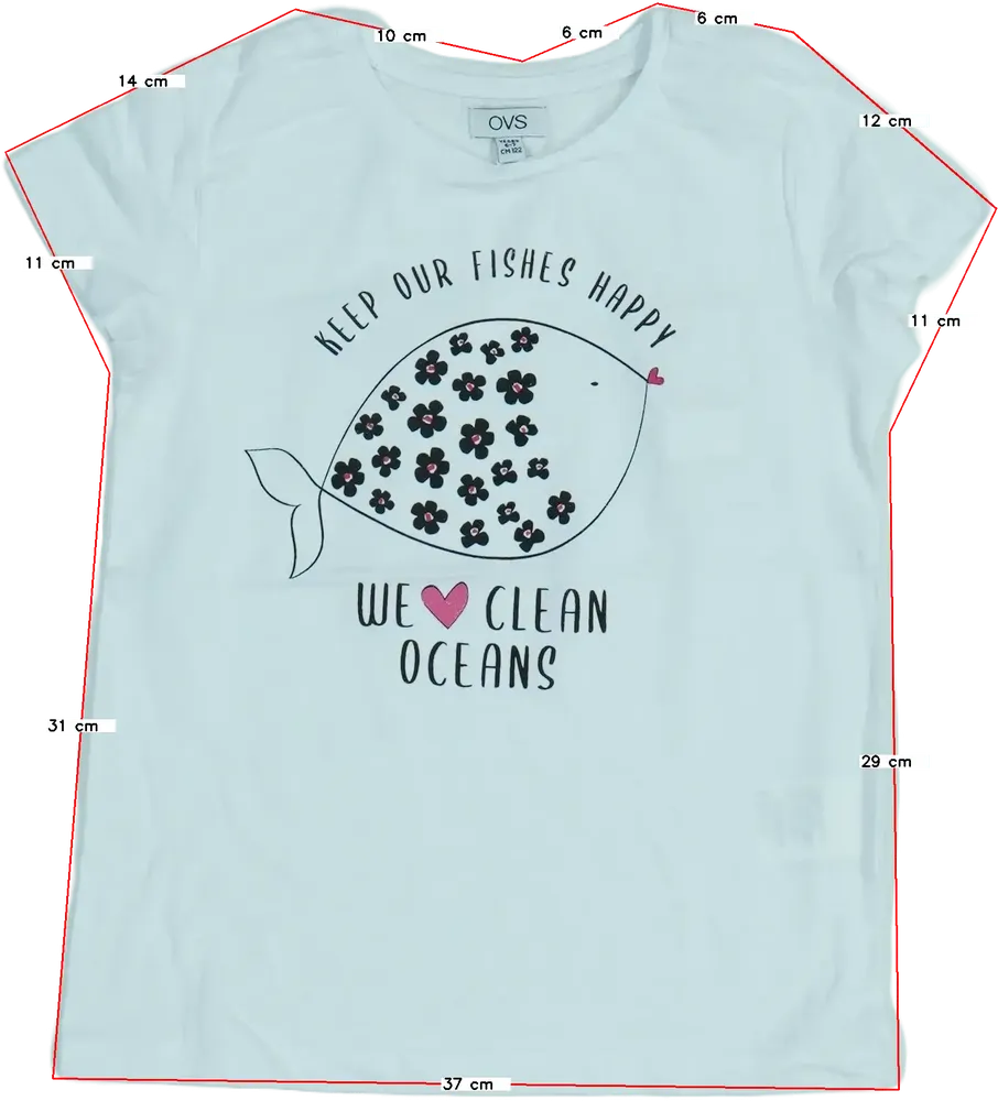 Fehér OVS Póló EU 122 / UK 7 év / US 7 év/M