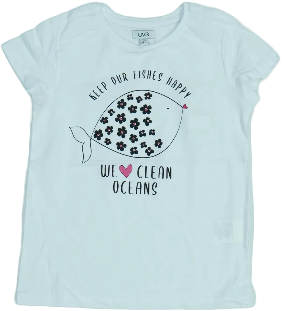 Fehér OVS Póló EU 122 / UK 7 év / US 7 év/M