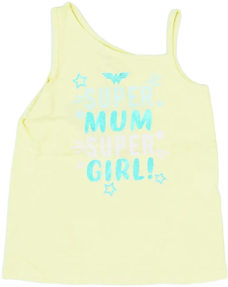 Sárga Wonder Woman Lányka / Női ujjatlan póló / top EU 128 / UK 8 év / US 8 év/M