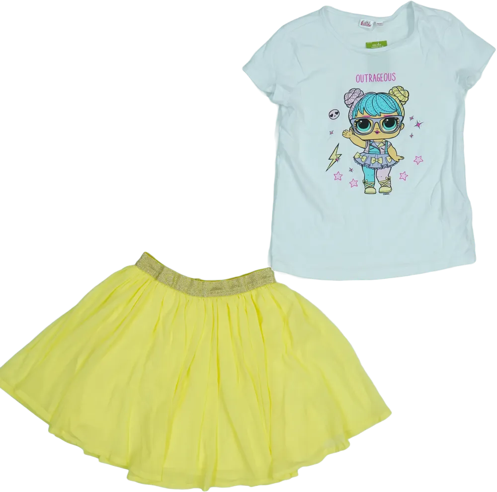 Multicoloured LOL 2-piece set - Top EU 140 / UK 10 years / US 10 years/L