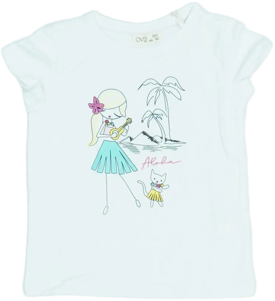 Fehér OVS Póló EU 104 / UK 4 év / US 4T/XS